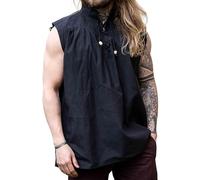 Leonardo Carbone® Ärmelloses Mittelalter Hemd Louis - Mittelalter Kleidung, Mittelalter?Hemd Herren, LARP-Kleidung, Festival Outfit Herren, Kostüm, Freizeithemden Schwarz XL