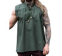 Leonardo Carbone® Ärmelloses Mittelalter Hemd Louis - Mittelalter Kleidung, Mittelalter?Hemd Herren, LARP-Kleidung, Festival Outfit Herren, Kostüm, Freizeithemden Grün XL
