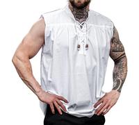 Leonardo Carbone® Ärmelloses Mittelalter Hemd Louis - Mittelalter Kleidung, Mittelalter?Hemd Herren, LARP-Kleidung, Festival Outfit Herren, Kostüm, Freizeithemden Weiß M