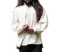 Leonardo Carbone® Biesenhemd Oswald - Mittelalter Kleidung Herren, Mittelalter Hemd, LARP-Kleidung, Festival Outfit Herren, Karneval Kostüm Herren, Freizeithemden Langarm Natur 3XL