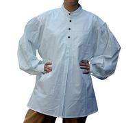 Leonardo Carbone® Biesenhemd Oswald - Mittelalter Kleidung Herren, Mittelalter Hemd, LARP-Kleidung, Festival Outfit Herren, Karneval Kostüm Herren, Freizeithemden Langarm Weiß M
