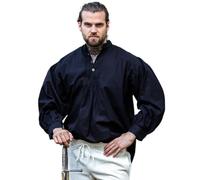 Leonardo Carbone® Biesenhemd Oswald - Mittelalter Kleidung Herren, Mittelalter Hemd, LARP-Kleidung, Festival Outfit Herren, Karneval Kostüm Herren, Freizeithemden Langarm Schwarz XL