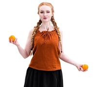 Leonardo Carbone® Damen Bluse Adele | Tunnelzug Am Dekolleté | Ärmelloses Design | Karneval, Halloween, Cosplay, LARP, Mittelalter, Festival, Tunika, Top | 100% Baumwolle Rost S
