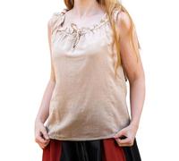 Leonardo Carbone® Damen Bluse Adele | Tunnelzug Am Dekolleté | Ärmelloses Design | Karneval, Halloween, Cosplay, LARP, Mittelalter, Festival, Tunika, Top | 100% Baumwolle Hanf M