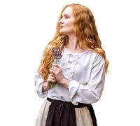 Leonardo Carbone® Damen Bluse Tilda | Schnürung Vorderseite | Mittelalter Design | Karneval, Halloween, Cosplay, LARP, Tunika, Hemd, Oberteil, Kostüm | 100% Baumwolle Weiß M