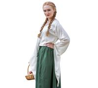 Leonardo Carbone® Damen Bluse Trompetenärmel-Bluse Irma | Schnürung Am Rücken | Bewegungsfreiheit | Karneval, Halloween, Cosplay, LARP, Mittelalter, Wikinger | 100% Viskose Natur M