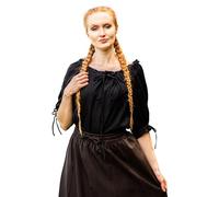 Leonardo Carbone® Damen Bluse Vera | Schulterfrei | Schnürung | Karneval, Halloween, Cosplay, LARP, Mittelalterbluse, Tunika, Kostüm, Festival, Event | 100% Baumwolle Schwarz 2XL