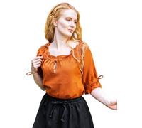 Leonardo Carbone® Damen Bluse Vera | Schulterfrei | Schnürung | Karneval, Halloween, Cosplay, LARP, Mittelalterbluse, Tunika, Kostüm, Festival, Event | 100% Baumwolle Rost L