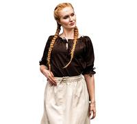 Leonardo Carbone® Damen Bluse Vera | Schulterfrei | Schnürung | Karneval, Halloween, Cosplay, LARP, Mittelalterbluse, Tunika, Kostüm, Festival, Event | 100% Baumwolle Dunkelbraun S