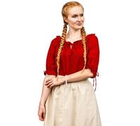 Leonardo Carbone® Damen Bluse Vera | Schulterfrei | Schnürung | Karneval, Halloween, Cosplay, LARP, Mittelalterbluse, Tunika, Kostüm, Festival, Event | 100% Baumwolle Rot 3XL