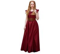 Bodenlanges Kleid mit Schulterrüsche Rot "Clara" LXL