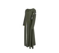 Leonardo Carbone® Damen Kleid Larina | Abnehmbare Ärmel | Schnürung Hinten | Karneval, Halloween, Cosplay, LARP, Mittelalter, Kostüm, Gewand, Festkleid | 100% Baumwolle Olive/Natur XL