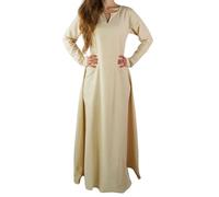 Leonardo Carbone® Damen Kleid Unterkleid Lina | V-Ausschnitt Design | A-Linie Silhouette | Karneval, Halloween, Cosplay, LARP, Mittelalter, Kostüm, Gewand | Baumwolle Hanf L