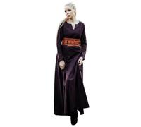 Leonardo Carbone® Damen Kleid Unterkleid Lina | V-Ausschnitt Design | A-Linie Silhouette | Karneval, Halloween, Cosplay, LARP, Mittelalter, Kostüm, Gewand | Baumwolle Dunkelbraun M