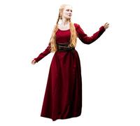 Leonardo Carbone® Damen Kleid Wikinger Unterkleid | Zeitloses Design | Hoher Karneval, Halloween, Cosplay, LARP, Mittelalter, Wikinger | 100% Viskose Rot 3XL