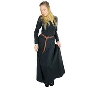 Leonardo Carbone® Damen Kleid Wikinger Unterkleid | Zeitloses Design | Hoher Karneval, Halloween, Cosplay, LARP, Mittelalter, Wikinger | 100% Viskose Schwarz S