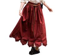 Leonardo Carbone® Damen Mittelalterrock Mit Stickerei Svenja | Verstellbare Schnürung | Dekorative Stickerei | Karneval, Halloween, Cosplay, LARP, Kostüm, Gewand, Mittelalter | Baumwolle Rot 3XL