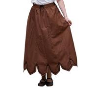 Leonardo Carbone® Damen Mittelalterrock Mit Stickerei Svenja | Verstellbare Schnürung | Dekorative Stickerei | Karneval, Halloween, Cosplay, LARP, Kostüm, Gewand, Mittelalter | Baumwolle Tabak 3XL