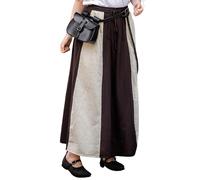 Leonardo Carbone® Damen Rock Dana | Elastischer Bund | Verstellbarer Kordelzug | Karneval, Halloween, Cosplay, LARP, Mittelalterrock, Kostüm, Gewand | Baumwolle Dunkelbraun/Natur L/XL