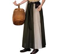 Leonardo Carbone® Damen Rock Dana | Elastischer Bund | Verstellbarer Kordelzug | Karneval, Halloween, Cosplay, LARP, Mittelalterrock, Kostüm, Gewand | Baumwolle Grün/Natur S/M