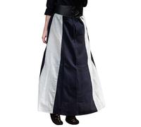 Leonardo Carbone® Damen Rock Dana | Elastischer Bund | Verstellbarer Kordelzug | Karneval, Halloween, Cosplay, LARP, Mittelalterrock, Kostüm, Gewand | Baumwolle Schwarz/Natur S/M