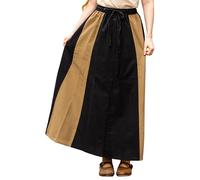 Leonardo Carbone® Damen Rock Dana | Elastischer Bund | Verstellbarer Kordelzug | Karneval, Halloween, Cosplay, LARP, Mittelalterrock, Kostüm, Gewand | Baumwolle Schwarz/Hellbraun 2XL
