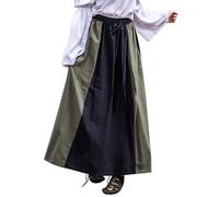 Leonardo Carbone® Damen Rock Dana | Elastischer Bund | Verstellbarer Kordelzug | Karneval, Halloween, Cosplay, LARP, Mittelalterrock, Kostüm, Gewand | Baumwolle Schwarz/Grün 2XL