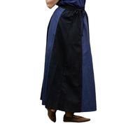 Leonardo Carbone® Damen Rock Dana | Elastischer Bund | Verstellbarer Kordelzug | Karneval, Halloween, Cosplay, LARP, Mittelalterrock, Kostüm, Gewand | Baumwolle Schwarz/Blau L/XL