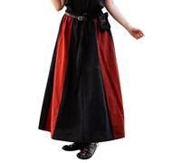 Leonardo Carbone® Damen Rock Dana | Elastischer Bund | Verstellbarer Kordelzug | Karneval, Halloween, Cosplay, LARP, Mittelalterrock, Kostüm, Gewand | Baumwolle Schwarz/Rot 2XL