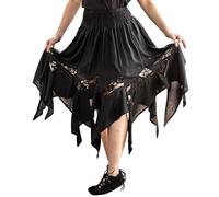 Leonardo Carbone® Damen Rock Hexenrock Selena | Elastischer Bund | Asymmetrischer Saum | Karneval, Halloween, Cosplay, LARP, Mittelalter, Gothic, Kostüm | 100% Viskose Schwarz S/M