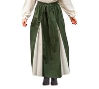 Leonardo Carbone® Damen Rock Isabella | Elastischer Bund | Schnürung Vorne | Karneval, Halloween, Cosplay, LARP, Mittelalter, Kostüm, Gewand, Festival | Baumwolle Grün/Natur L/XL
