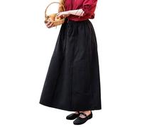 Leonardo Carbone® Damen Rock Smilla | Elastischer Bund | Fließender Schnitt | Karneval, Halloween, Cosplay, LARP, Mittelalterrock, Kostüm, Gewand | 100% Baumwolle Schwarz 2XL