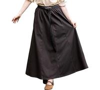 Leonardo Carbone® Damen Rock Smilla | Elastischer Bund | Fließender Schnitt | Karneval, Halloween, Cosplay, LARP, Mittelalterrock, Kostüm, Gewand | 100% Baumwolle Dunkelbraun S/M