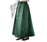 Leonardo Carbone® Damen Rock Smilla | Elastischer Bund | Fließender Schnitt | Karneval, Halloween, Cosplay, LARP, Mittelalterrock, Kostüm, Gewand | 100% Baumwolle Grün S/M