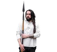 Leonardo Carbone® Handgewebtes Hemd Ingolf - Mittelalter Kleidung, Mittelalter Hemd Herren, LARP-Kleidung, Festival Outfit, Karneval Kostüm Herren, Freizeithemden Langarm - 100% Baumwolle Grau L