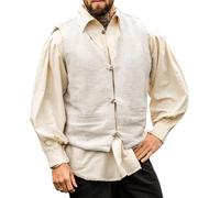 Leonardo Carbone® Herren Handgewebte Weste Lutz | Mittelalterliches Design | Praktische Taschen | Weste | Herrenmode | Mittelalterkleidung | Wikingerbekleidung | Baumwolle Grau 3XL