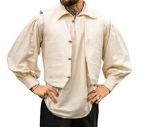 Leonardo Carbone® Herren Handgewebte Weste Lutz | Mittelalterliches Design | Praktische Taschen | Weste | Herrenmode | Mittelalterkleidung | Wikingerbekleidung | Baumwolle Natur XL