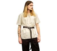Leonardo Carbone® Herren Hemd Erhart | Schnürkragen Für Bewegungsfreiheit | Ideal Für LARP, Karneval, Cosplay, Halloween, Mittelalter, Tunika, Kostüm | 100% Baumwolle Natur XL