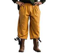 Leonardo Carbone® Herren Hose Kniebundhose Vincent | Gummizug Bund | Praktische Taschen | Karneval, Halloween, Cosplay, LARP, Mittelalter, Knickerbocker, Baumwolle | 100% Baumwolle Honig 2XL