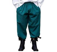 Leonardo Carbone® Herren Hose Kniebundhose Vincent | Gummizug Bund | Praktische Taschen | Karneval, Halloween, Cosplay, LARP, Mittelalter, Knickerbocker, Baumwolle | 100% Baumwolle Grün XL