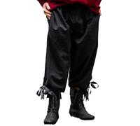 Leonardo Carbone® Herren Hose Kniebundhose Vincent | Gummizug Bund | Praktische Taschen | Karneval, Halloween, Cosplay, LARP, Mittelalter, Knickerbocker, Baumwolle | 100% Baumwolle Schwarz 2XL