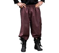 Leonardo Carbone® Herren Hose Kniebundhose Vincent | Gummizug Bund | Praktische Taschen | Karneval, Halloween, Cosplay, LARP, Mittelalter, Knickerbocker, Baumwolle | 100% Baumwolle Dunkelbraun 2XL
