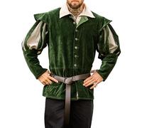 Leonardo Carbone® Herren Jacke Brandolf | Einzigartiges Design | Perfekt Für LARP & Kostümpartys | Mittelalter | Wikinger | Kostüm | Herrenjacken | Baumwolle Grün 2XL