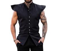 Leonardo Carbone® Herren Klassischer Wams Charles | Elegantes Design | Perfekt Für Rollenspiele | Westen | Jacken Herren | Mittelalter Kleidung | LARP Kostüm | Baumwolle Schwarz 3XL
