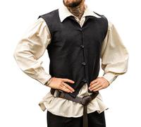Leonardo Carbone® Herren Mittelalter Weste Irvin | Handgewebte Baumwolle | Komfortable Innenfütterung | Westen | Jacken | Herrenmode | Mittelalter Kleidung | Baumwolle Schwarz 2XL