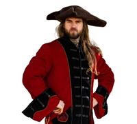 Leonardo Carbone® Herren Piratenhut Hugo Dreispitz Hut aus Filz | 100% Wolle, Wollfilz, breite Krempe, gebogene Seiten, LARP Kopfbedeckung zum Piraten Kostüm für Karneval, Fasching, Halloween