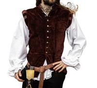 Leonardo Carbone® Herren Samt-Weste Pierre | Luxuriöses Design | Perfekt Für LARP Und Mittelalter-Events | Westen | Jacken | Kostüme | Mittelalter | Baumwolle Rot XL
