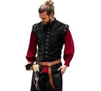 Leonardo Carbone® Herren Samt-Weste Pierre | Luxuriöses Design | Perfekt Für LARP Und Mittelalter-Events | Westen | Jacken | Kostüme | Mittelalter | Baumwolle Schwarz S