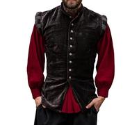 Leonardo Carbone® Herren Samt-Weste Pierre | Luxuriöses Design | Perfekt Für LARP Und Mittelalter-Events | Westen | Jacken | Kostüme | Mittelalter | Baumwolle Braun 2XL