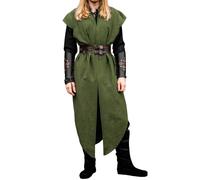 Leonardo Carbone® Herren Tunika Arun | Ärmelos Für Bewegungsfreiheit | Asymmetrischer Saum | Karneval, Halloween, Cosplay, LARP, Mittelalter, Wikinger | 100% Baumwolle Grün XL